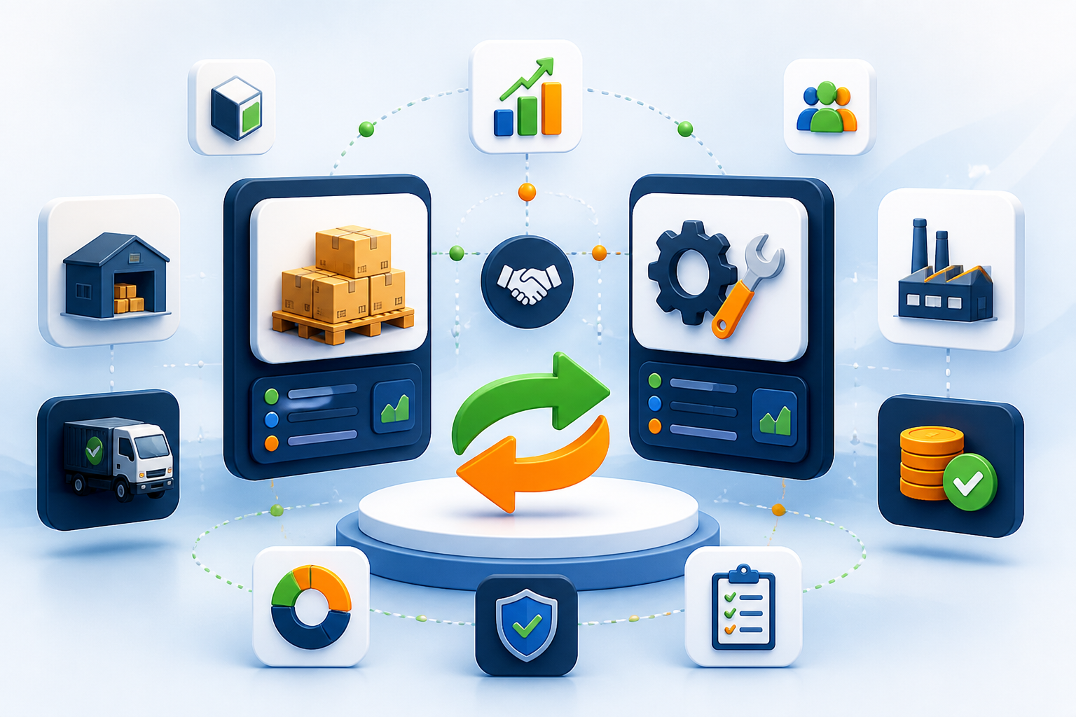 B2B trade exchange concept showcase